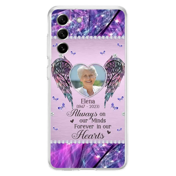 Custom Personalized Memorial Phone Case - Memorial Gift Idea For Family - Case For iPhone/Samsung - Always On My Mind Forever In Our Hearts