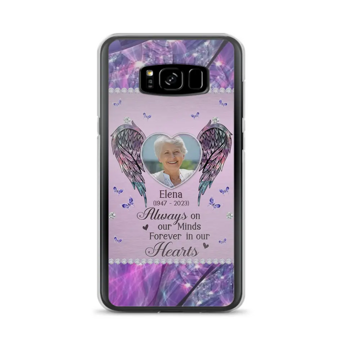 Custom Personalized Memorial Phone Case - Memorial Gift Idea For Family - Case For iPhone/Samsung - Always On My Mind Forever In Our Hearts