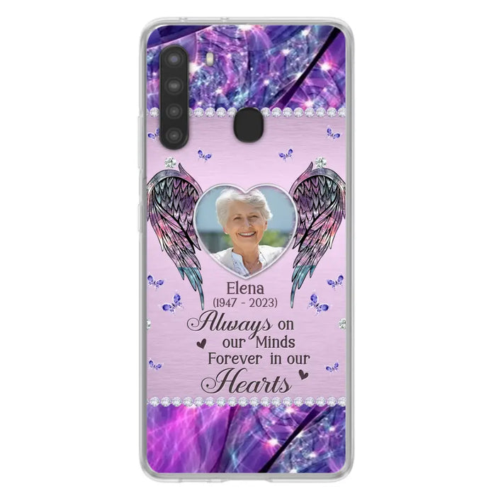 Custom Personalized Memorial Phone Case - Memorial Gift Idea For Family - Case For iPhone/Samsung - Always On My Mind Forever In Our Hearts