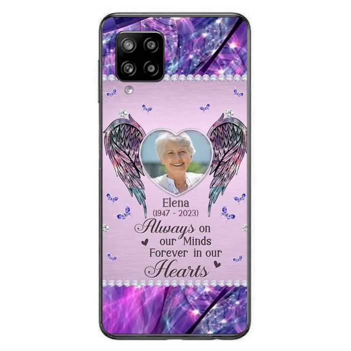 Custom Personalized Memorial Phone Case - Memorial Gift Idea For Family - Case For iPhone/Samsung - Always On My Mind Forever In Our Hearts