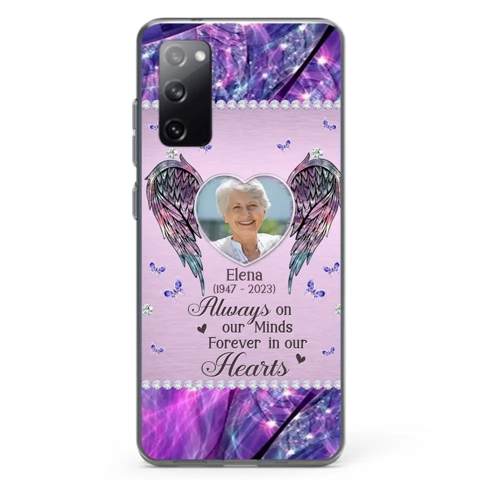 Custom Personalized Memorial Phone Case - Memorial Gift Idea For Family - Case For iPhone/Samsung - Always On My Mind Forever In Our Hearts