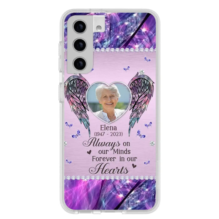 Custom Personalized Memorial Phone Case - Memorial Gift Idea For Family - Case For iPhone/Samsung - Always On My Mind Forever In Our Hearts