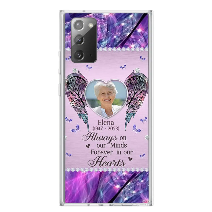 Custom Personalized Memorial Phone Case - Memorial Gift Idea For Family - Case For iPhone/Samsung - Always On My Mind Forever In Our Hearts