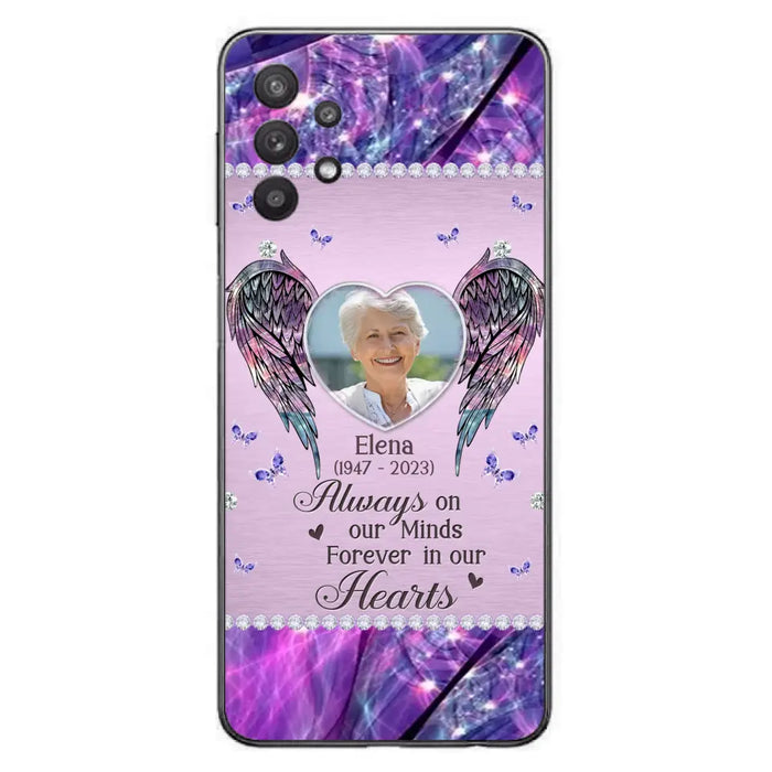 Custom Personalized Memorial Phone Case - Memorial Gift Idea For Family - Case For iPhone/Samsung - Always On My Mind Forever In Our Hearts