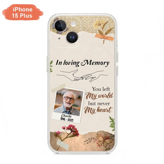 Custom Personalized Memorial Phone Case - Memorial Gift Idea For Family - Case For iPhone/Samsung - You Left My World But Never My Heart