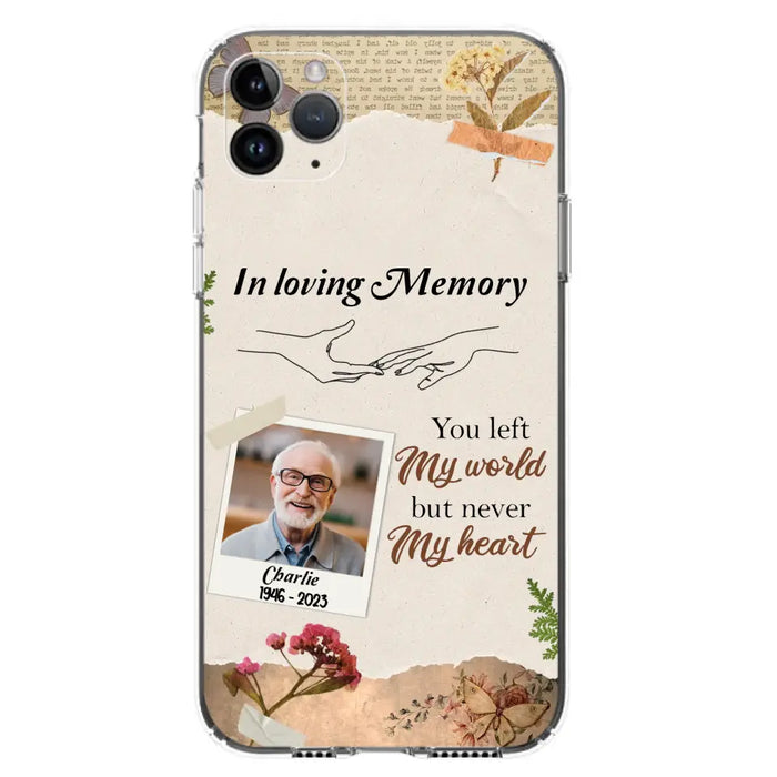 Custom Personalized Memorial Phone Case - Memorial Gift Idea For Family - Case For iPhone/Samsung - You Left My World But Never My Heart