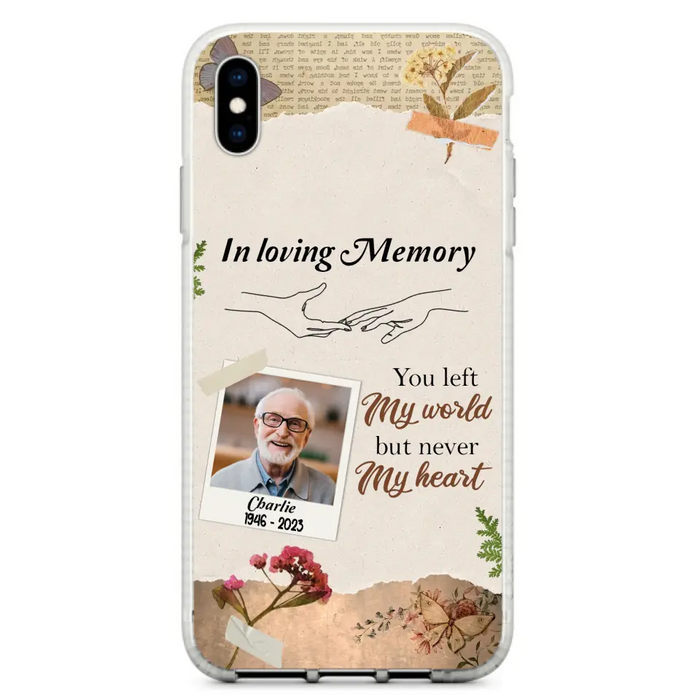 Custom Personalized Memorial Phone Case - Memorial Gift Idea For Family - Case For iPhone/Samsung - You Left My World But Never My Heart