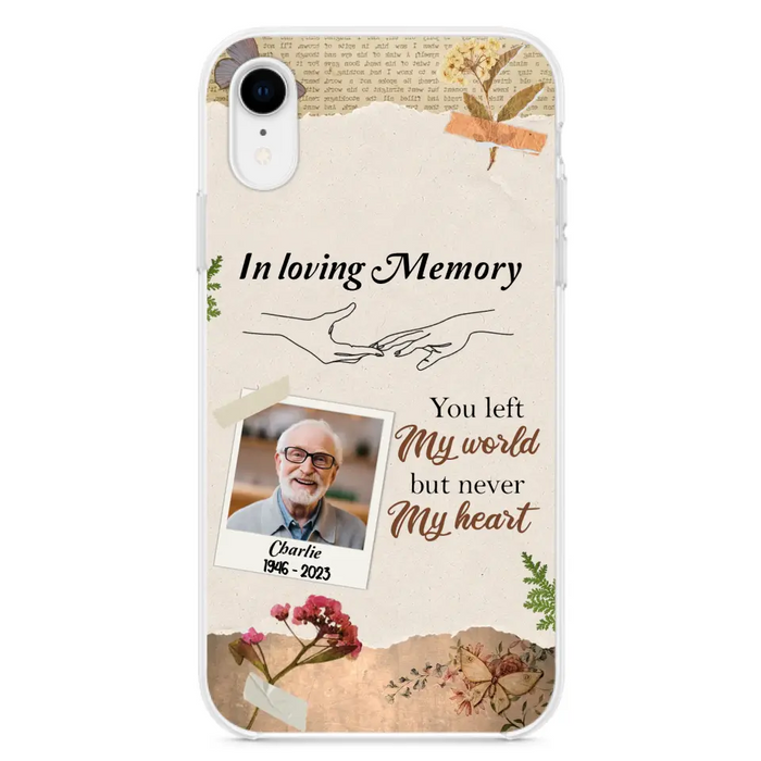 Custom Personalized Memorial Phone Case - Memorial Gift Idea For Family - Case For iPhone/Samsung - You Left My World But Never My Heart