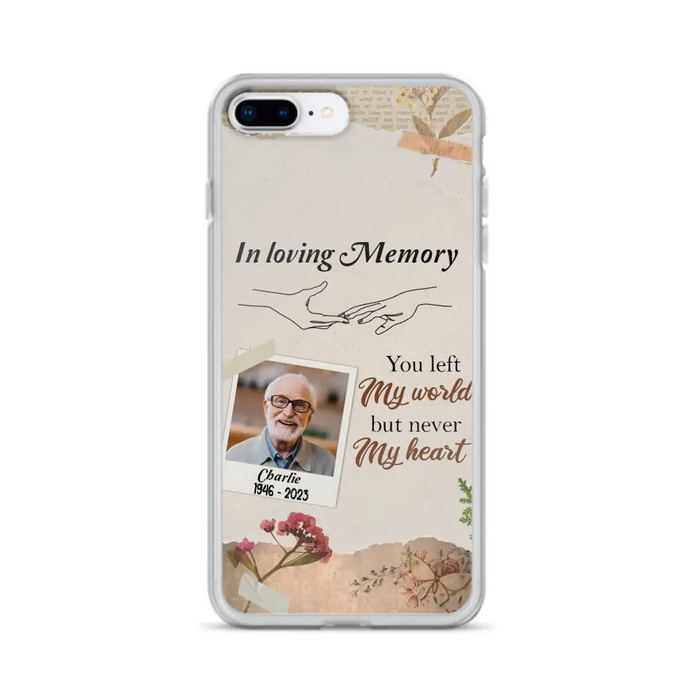 Custom Personalized Memorial Phone Case - Memorial Gift Idea For Family - Case For iPhone/Samsung - You Left My World But Never My Heart