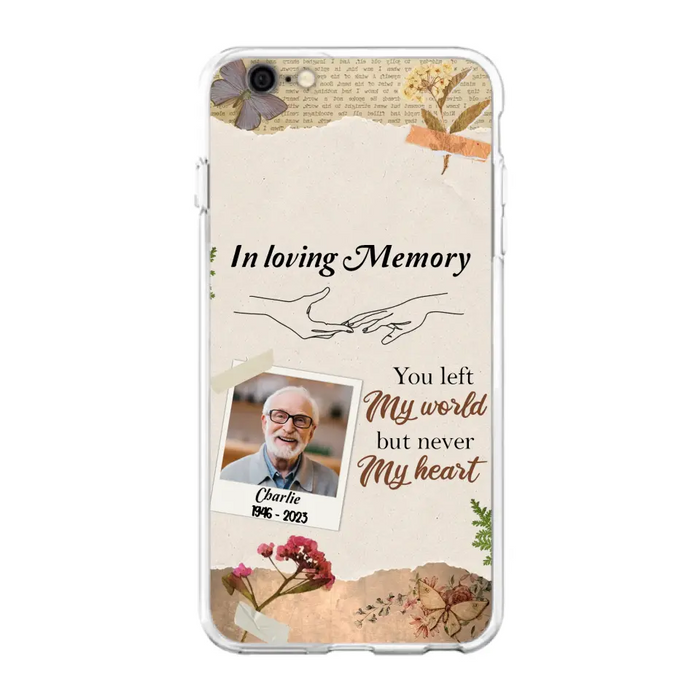 Custom Personalized Memorial Phone Case - Memorial Gift Idea For Family - Case For iPhone/Samsung - You Left My World But Never My Heart