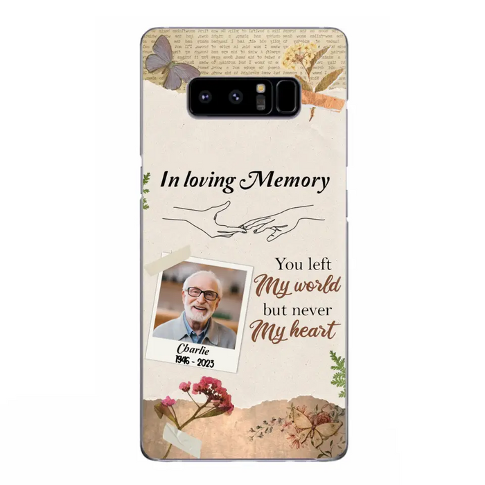 Custom Personalized Memorial Phone Case - Memorial Gift Idea For Family - Case For iPhone/Samsung - You Left My World But Never My Heart