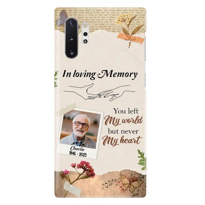 Custom Personalized Memorial Phone Case - Memorial Gift Idea For Family - Case For iPhone/Samsung - You Left My World But Never My Heart