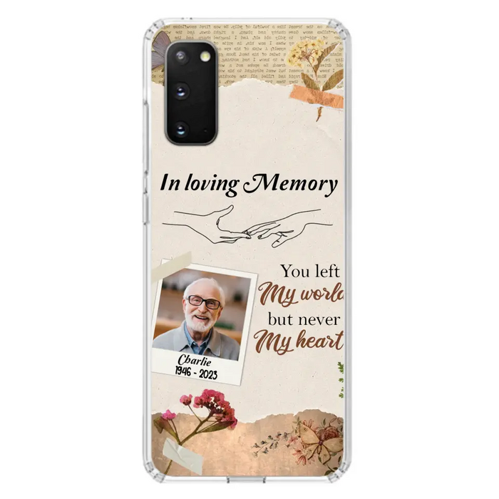 Custom Personalized Memorial Phone Case - Memorial Gift Idea For Family - Case For iPhone/Samsung - You Left My World But Never My Heart