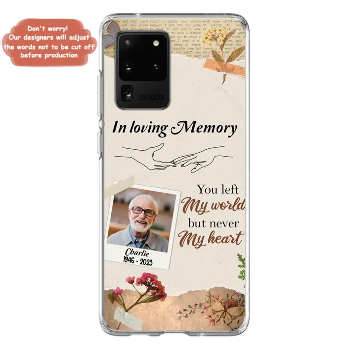 Custom Personalized Memorial Phone Case - Memorial Gift Idea For Family - Case For iPhone/Samsung - You Left My World But Never My Heart