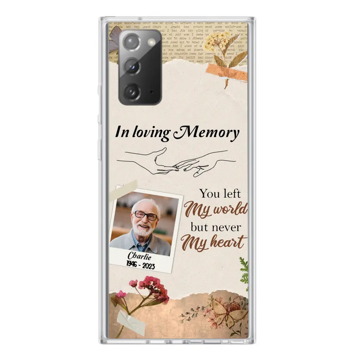 Custom Personalized Memorial Phone Case - Memorial Gift Idea For Family - Case For iPhone/Samsung - You Left My World But Never My Heart