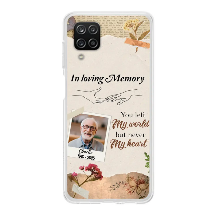 Custom Personalized Memorial Phone Case - Memorial Gift Idea For Family - Case For iPhone/Samsung - You Left My World But Never My Heart