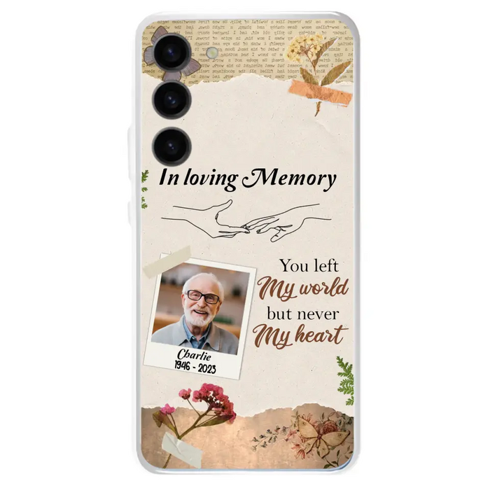 Custom Personalized Memorial Phone Case - Memorial Gift Idea For Family - Case For iPhone/Samsung - You Left My World But Never My Heart