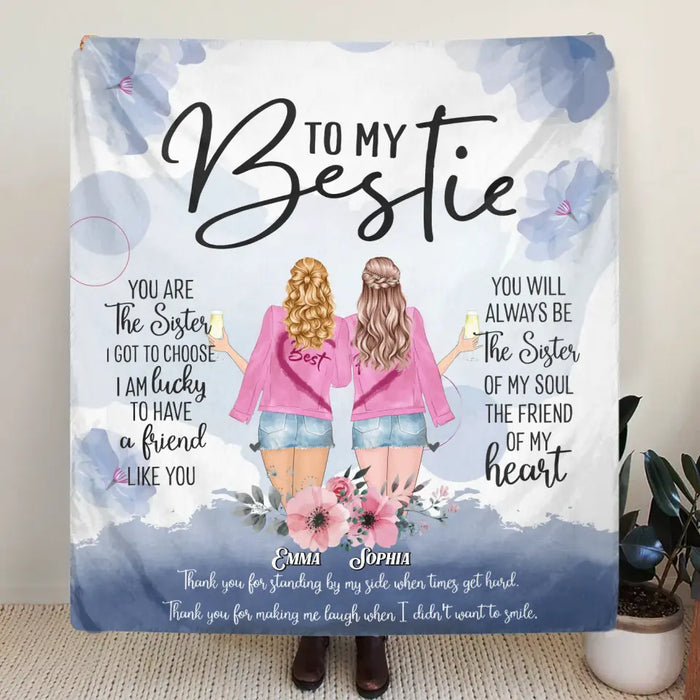 Custom Personalized Best Friend Quilt/ Single Layer Fleece Blanket - Gift Idea For Besties - To My Bestie You Are The Sister I Got To Choose