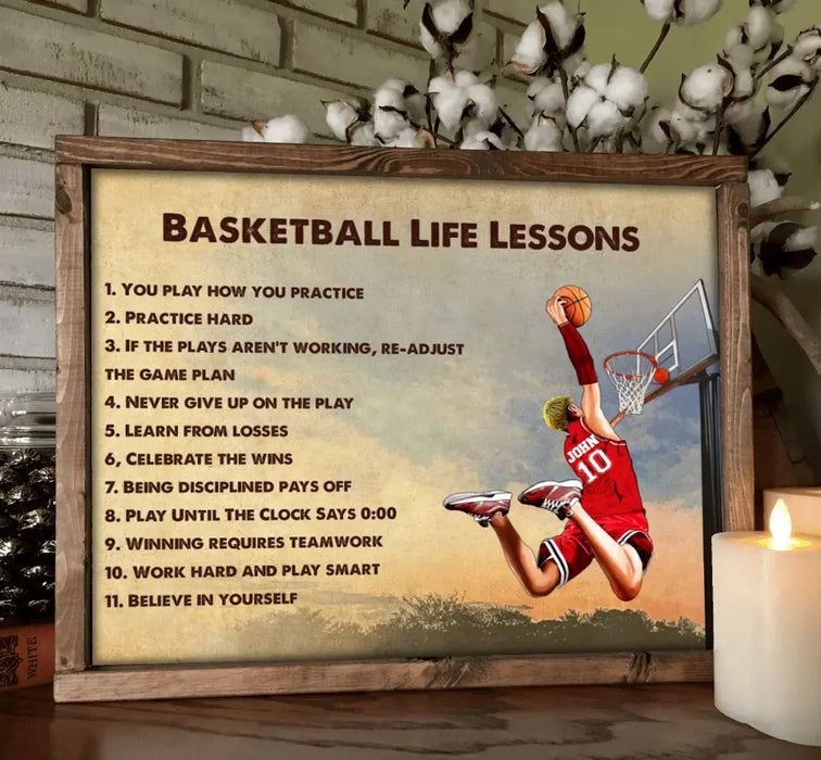 Personalized Basketball Unframed Horizontal Poster - Gift Idea For Basketball Lovers/Son/Grandson - Basketball Life Lessons