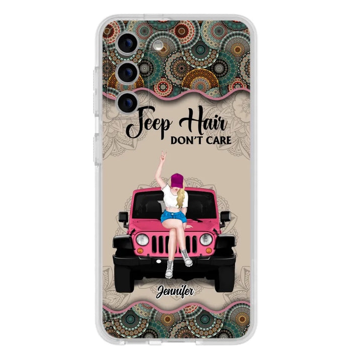 Custom Personalized Off-road Girl Phone Case - Upto 4 Dogs - Gift Idea For Dog/Off-road Lovers - Case for iPhone/Samsung