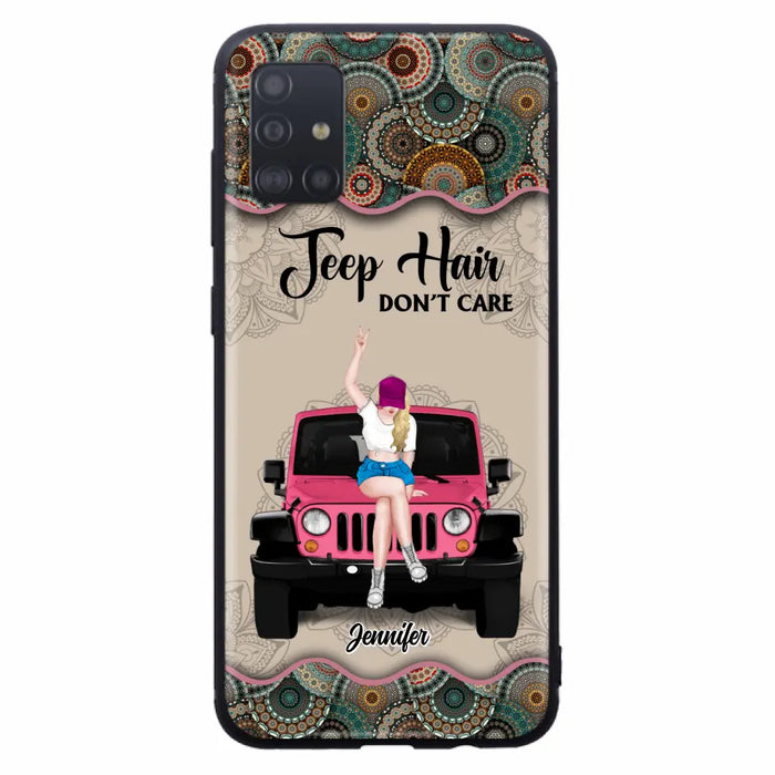 Custom Personalized Off-road Girl Phone Case - Upto 4 Dogs - Gift Idea For Dog/Off-road Lovers - Case for iPhone/Samsung