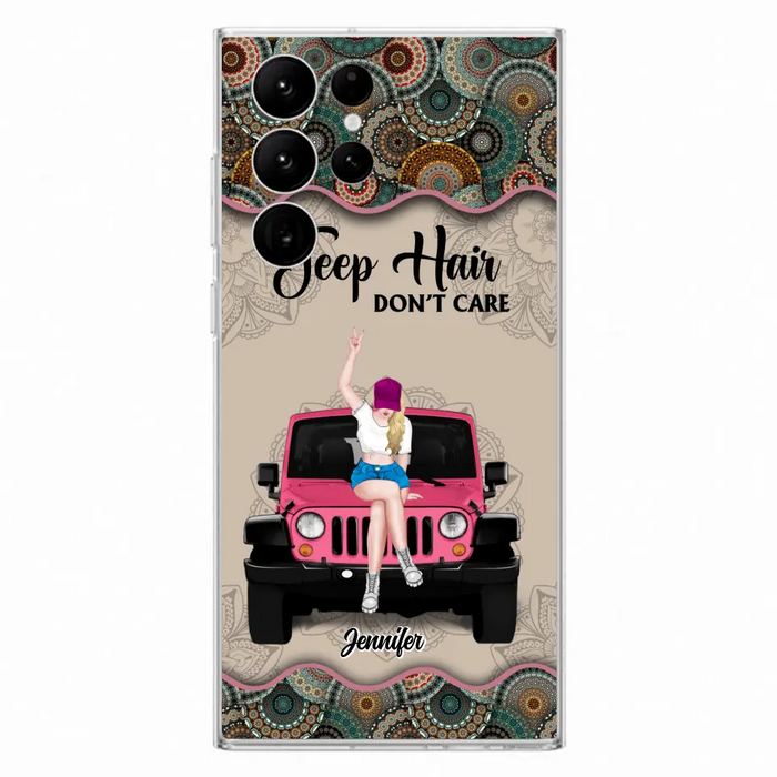 Custom Personalized Off-road Girl Phone Case - Upto 4 Dogs - Gift Idea For Dog/Off-road Lovers - Case for iPhone/Samsung