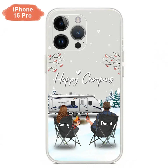 Custom Personalized Camping Phone Case - Gift Idea For Camping Lover/ Couple/ Family/ Friends - Happy Campers - Case For iPhone/Samsung