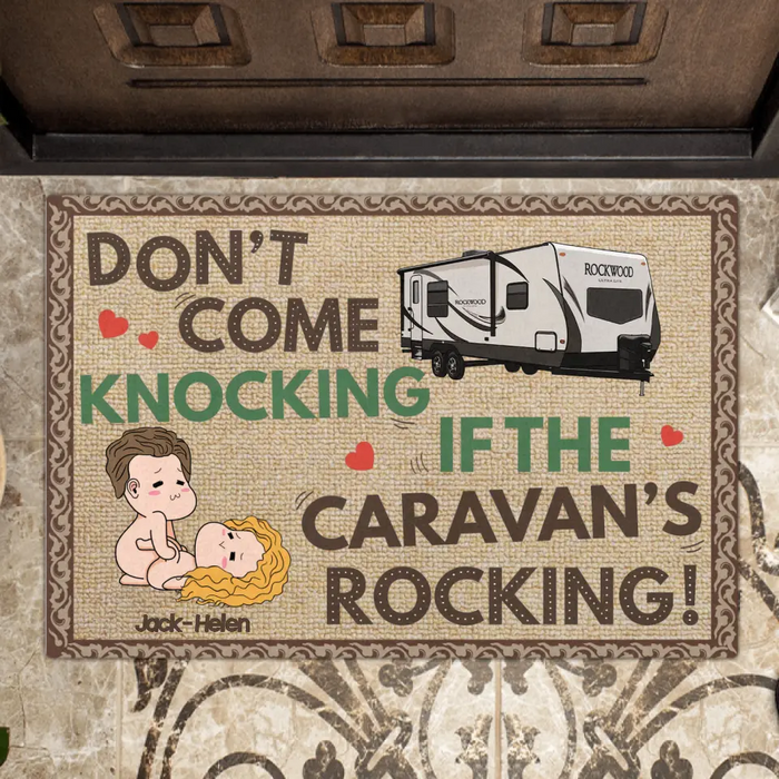 Custom Personalized Couple Doormat - Best Gift Idea For Couple/Camping Lovers - Don't Come Knocking If The Caravan's Rocking