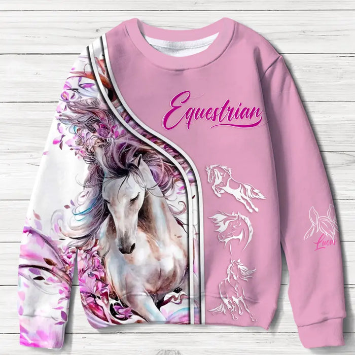 Custom Personalized Horse Ear AOP Sweater - Upto 5 Names - Gift Idea For Horse Lover - Equestrian