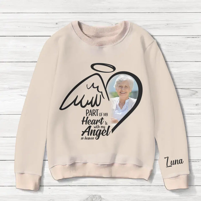 Custom Personalized Memorial Photo AOP Sweater - Memorial Gift Idea for Christmas - Part Of My Heart Is With My Angel In Heaven