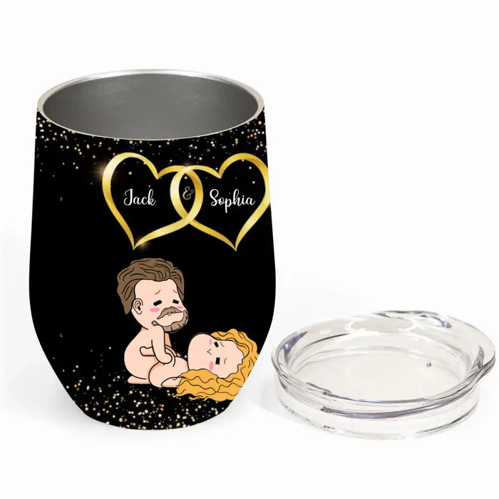 Custom Personalized Couple Wine Tumbler - Gift Idea For Couple/Him/Her/Valentine's Day - Long Distance Sucks But Damn That Ass Is Worth It