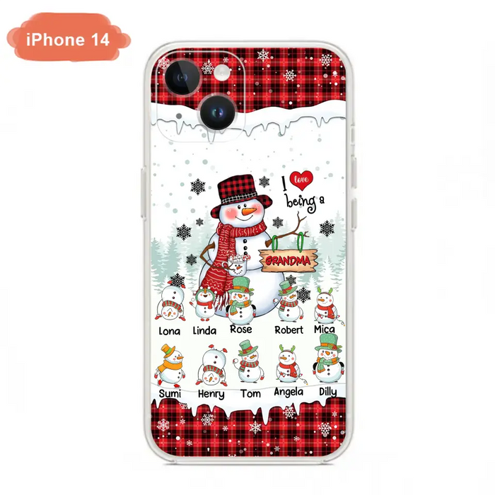 Personalized Snowman Christmas Grandma Phone Case - Christmas Gift Idea For Grandma - Up to 10 Kids - Case For iPhone/Samsung