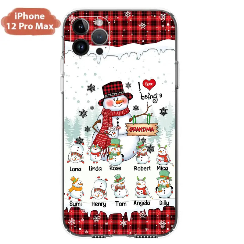 Personalized Snowman Christmas Grandma Phone Case - Christmas Gift Idea For Grandma - Up to 10 Kids - Case For iPhone/Samsung