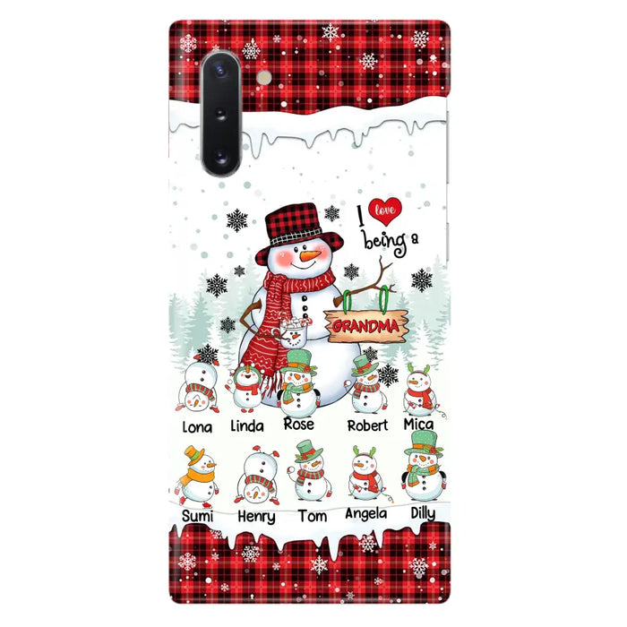 Personalized Snowman Christmas Grandma Phone Case - Christmas Gift Idea For Grandma - Up to 10 Kids - Case For iPhone/Samsung