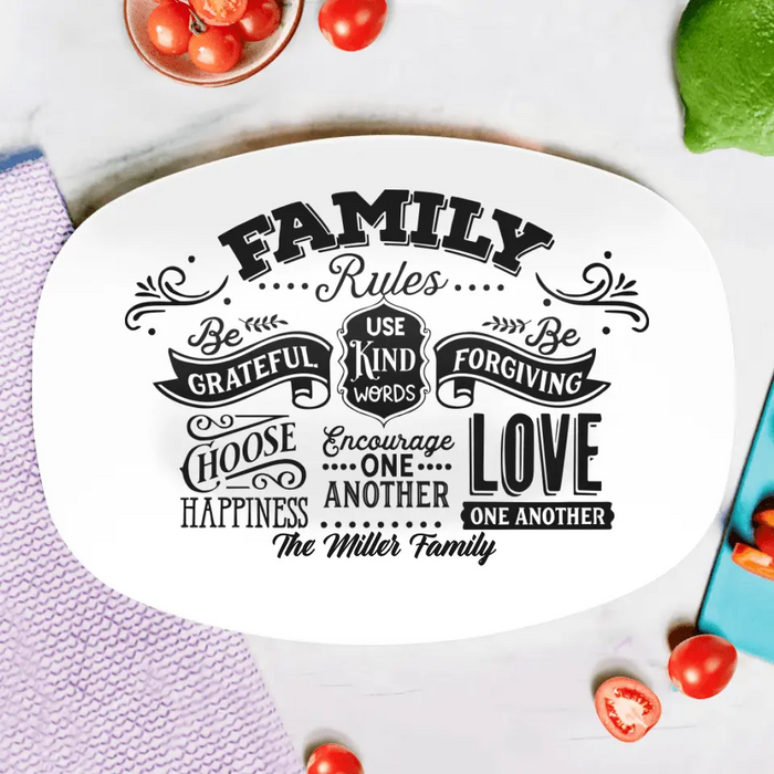 Family Rules Serving Platter - Gift Idea For Family