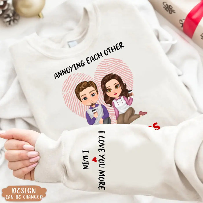 Custom Personalized Couple AOP Sweater - Anniversary/ Christmas/ Valentine's Day Gift Idea For Couple/ Him/ Her - Annoying Each Other For 10 Years And Still Going Strong