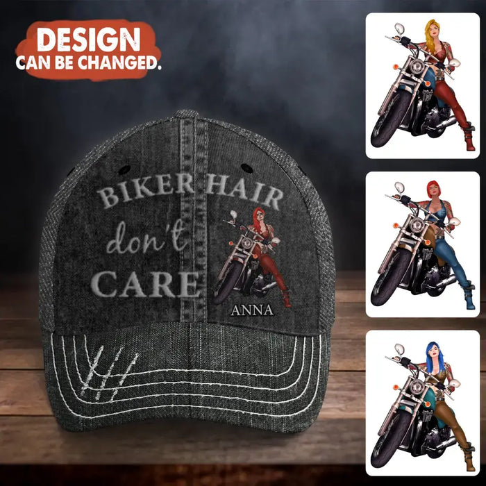 Custom Personalized Biker Baseball Cap - Gift Idea For Biker Lover - Biker Hair Don't Care