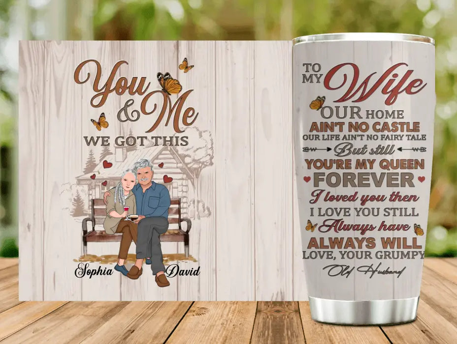 Personalized Old Couple Tumbler - Gift Idea For Couple/Him/Her - You're My Queen Forever