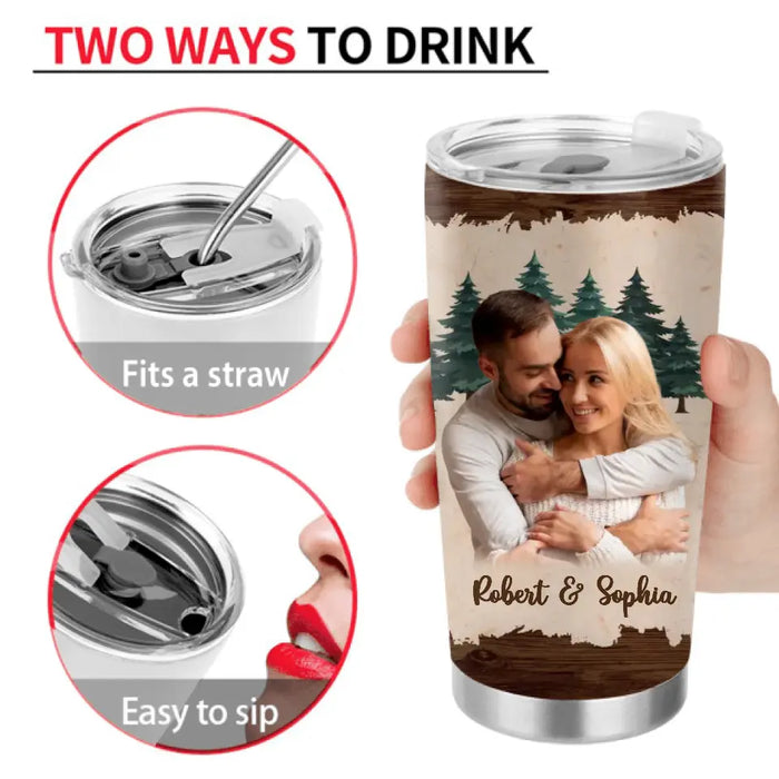 Custom Personalized Couple Photo Tumbler - Gift Idea For Couple/Him/Her/Valentine's Day/Camping Lovers - I Want To Hold Your Hand At 80