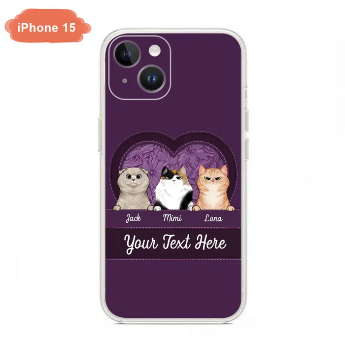 Custom Personalized Cat Phone Case For iPhone And Samsung - Gift Idea For Cat Lover - Up to 3  Cats  - Cat In Heart