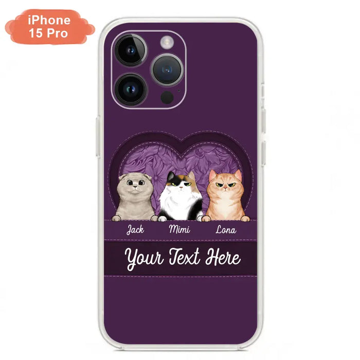 Custom Personalized Cat Phone Case For iPhone And Samsung - Gift Idea For Cat Lover - Up to 3  Cats  - Cat In Heart