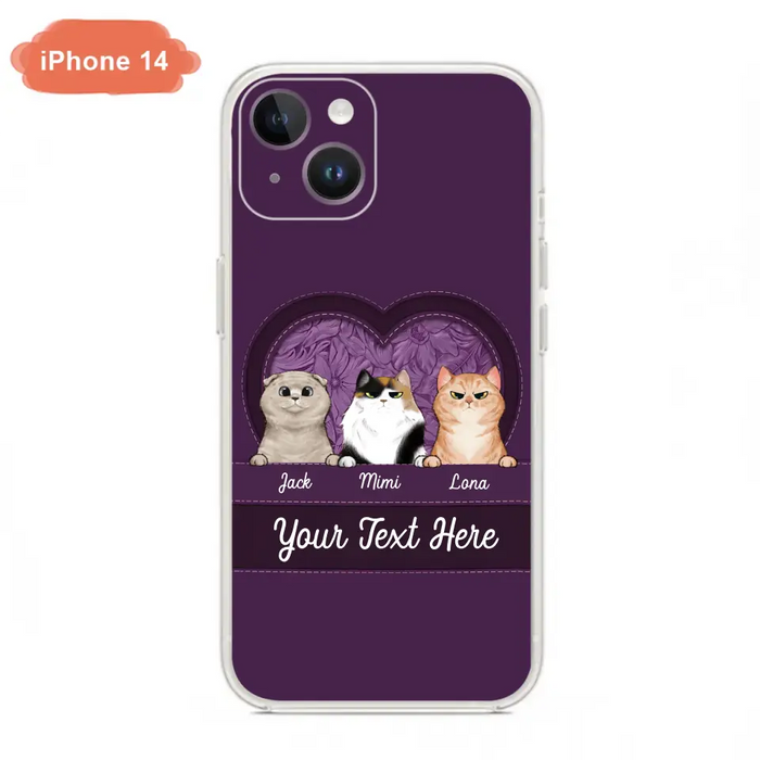 Custom Personalized Cat Phone Case For iPhone And Samsung - Gift Idea For Cat Lover - Up to 3  Cats  - Cat In Heart