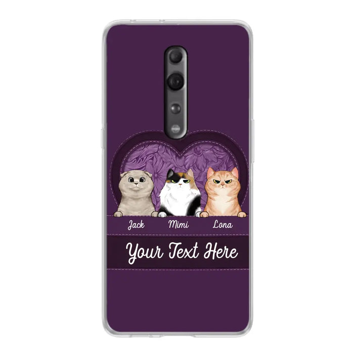 Custom Personalized Cat Phone Case For Oppo/Xiaomi/Huawei - Gift Idea For Cat Lovers- Up to 3 Cats - Cat In Heart