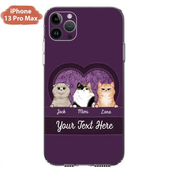 Custom Personalized Cat Phone Case For iPhone And Samsung - Gift Idea For Cat Lover - Up to 3  Cats  - Cat In Heart