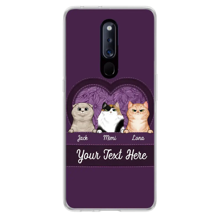 Custom Personalized Cat Phone Case For Oppo/Xiaomi/Huawei - Gift Idea For Cat Lovers- Up to 3 Cats - Cat In Heart