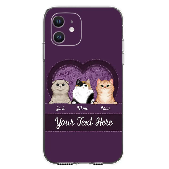 Custom Personalized Cat Phone Case For iPhone And Samsung - Gift Idea For Cat Lover - Up to 3  Cats  - Cat In Heart