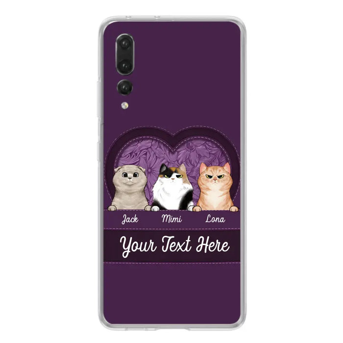 Custom Personalized Cat Phone Case For Oppo/Xiaomi/Huawei - Gift Idea For Cat Lovers- Up to 3 Cats - Cat In Heart