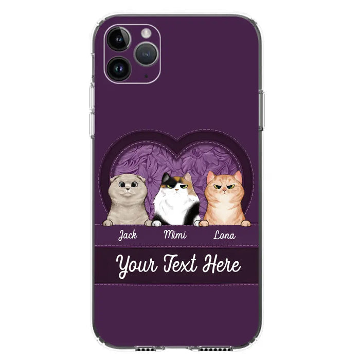 Custom Personalized Cat Phone Case For iPhone And Samsung - Gift Idea For Cat Lover - Up to 3  Cats  - Cat In Heart