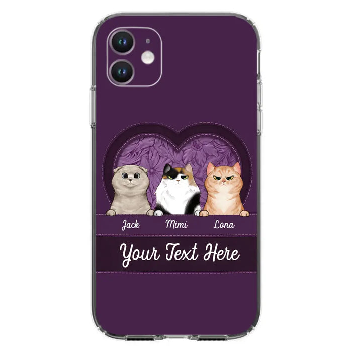 Custom Personalized Cat Phone Case For iPhone And Samsung - Gift Idea For Cat Lover - Up to 3  Cats  - Cat In Heart