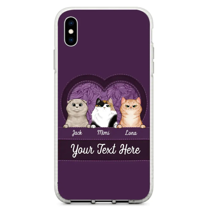 Custom Personalized Cat Phone Case For iPhone And Samsung - Gift Idea For Cat Lover - Up to 3  Cats  - Cat In Heart